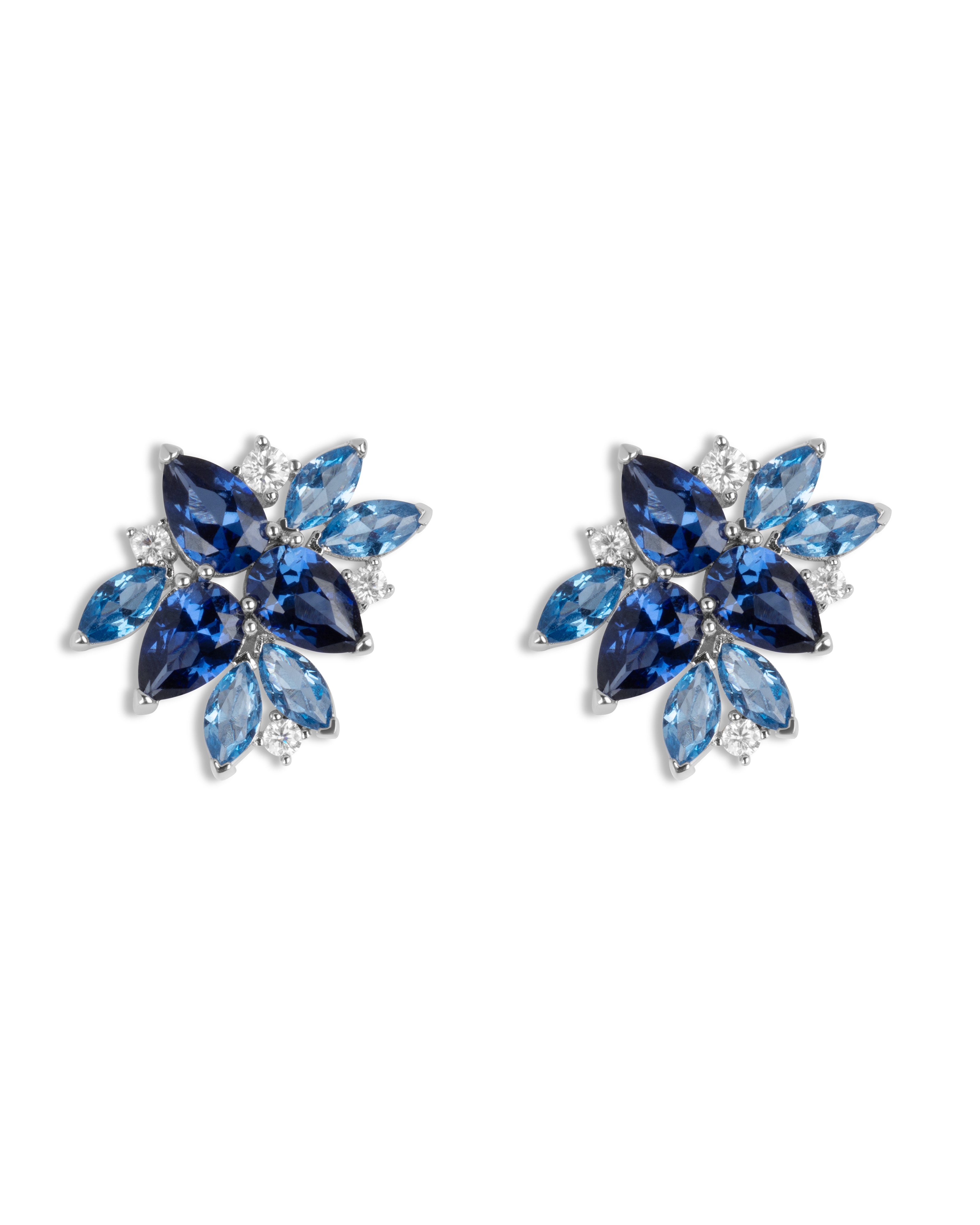 Rozen oorbellen - Blauw