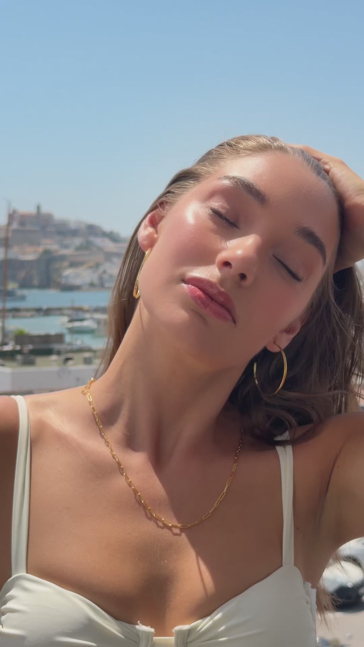 Chiara Gold Hoops in motion